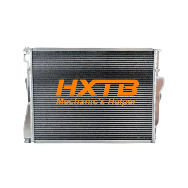 Upgraded aluminium cooling radiator for BMW E46, featuring corrosion-resistant construction