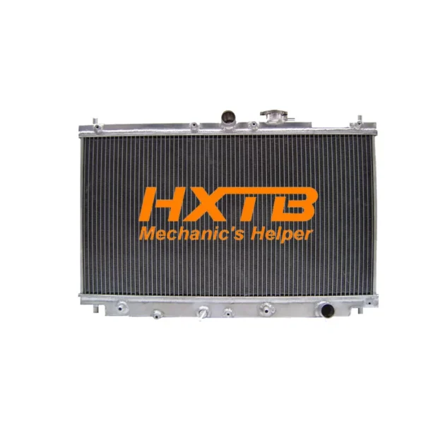 Aluminum radiator for 1990-1993 Honda Accord automatic transmission, black finish with mounting brackets