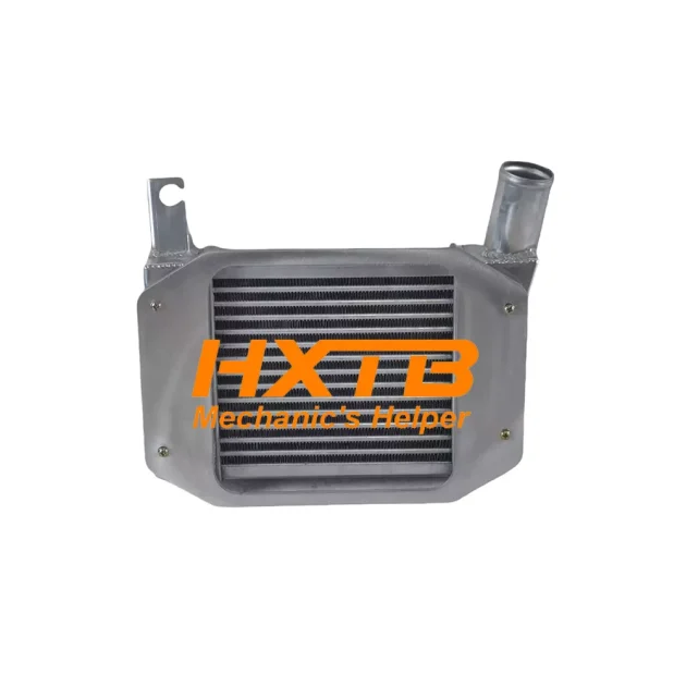Silver aluminum intercooler with high-density fins, compatible with 2008-2015 Nissan Navara D22 2.5L turbo diesel engine