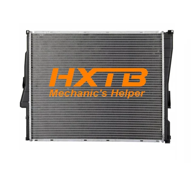 cooling radiator for BMW E46 models, featuring an aluminum core for better heat dissipation and plastic tanks