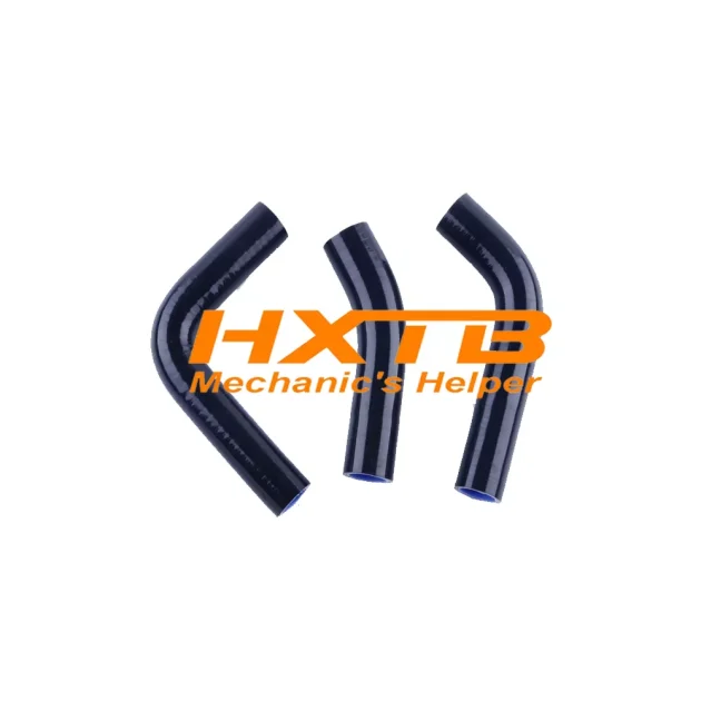 Complete BLACK silicone radiator hose kit for vintage Yamaha RD250/RD350 motorcycles - exact fit for original 4L0 4L1 hoses