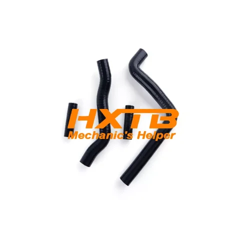 Upgraded BLACK silicone radiator hose set for KX250 2T (2005-2007) – improves coolant flow and engine cooling