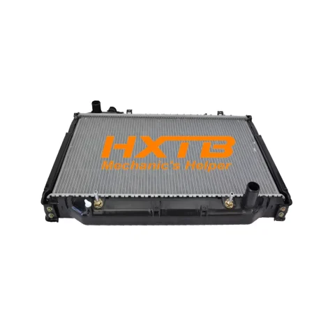Direct-fit replacement radiator for 1990–1998 Toyota Land Cruiser HZJ80 & HDJ80, featuring efficient aluminum cooling core