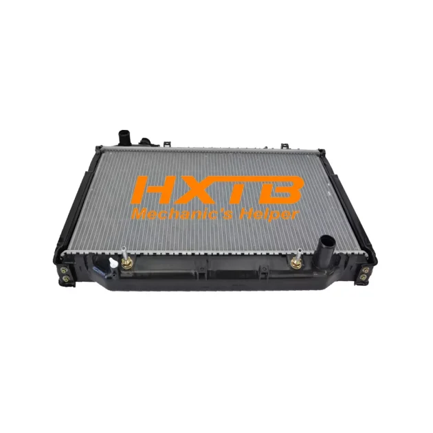 Direct-fit replacement radiator for 1990–1998 Toyota Land Cruiser HZJ80 & HDJ80, featuring efficient aluminum cooling core